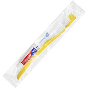 SIMPLETEK - Kit Spazzolino da Denti Giallo con Dentifrico Monouso da Viaggio Pulizia Personale Bustina Sigillato Singolarmente