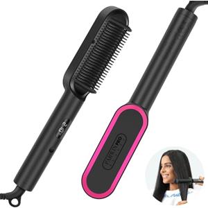 PARWIN PRO BEAUTY Spazzola lisciante per capelli ionici, ferro lisciante parwin pro beauty, capelli raddrizzatore spazzola con display a led, protezione anti-bruciore, 20s PTC riscaldamento e 4 regolazioni di