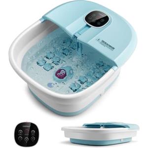 COSTWAY Pediluvio Massaggiatore Piedi Elettrico, Pediluvio Idromassaggio Plantare Pieghevole con Telecomando, 3 Temperature Regolabili, Timer, Fino al 45 (blu)