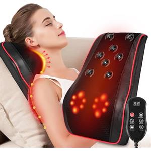 Aolso Massaggiatore per la schiena con calore,massaggiatore schiena per 3 Velocita,cuscino massaggiante cervicale con testine massaggianti 3D per il rilassamento muscolare e il sollievo dal dolore-YD