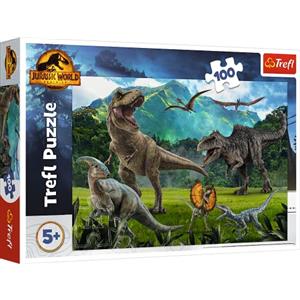 Trefl - Jurassic World: Dominion, Jurassic Park - Puzzle 100 elementi - Puzzle colorato con dinosauri, intrattenimento creativo, divertimento per bambini a partire da 5 anni
