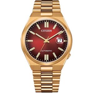 Citizen Tsuyosa NJ0153-82X, orologio meccanico in vetro zaffiro con quadrante rosso e cinturino in oro, Rosso, Bracciale