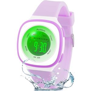Ayybboo Orologio Digitale Bambino,7 LED Colorati,3ATM Impermeabile,Sveglia/Cronometro/Data,Orologio Sportivo da Polso per Ragazzi e Ragazze,Regalo Bambini 4-15 Anni