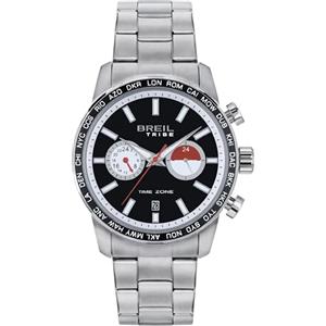 Breil, Collezione Zone, Orologio Uomo Dual Time, Cronografo Maschile con Dettagli Rossi, Lunetta in Alluminio, Lunghezza Regolabile 15.5-21 cm, Chiusura Déployante, Resistente all'Acqua, Cassa 42 mm