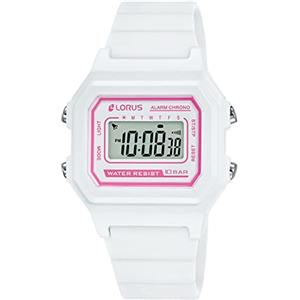 Lorus bambini - Cronografo in acciaio inossidabile e plastica con cinturino in silicone, Bianco - R2321NX9