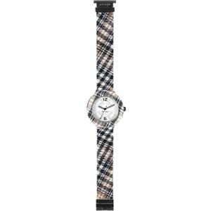 HIP HOP Orologio HWU0377 UOMO TARTAN quadrante CON LOGO BIANCO movimento SOLO TEMPO - 3 LANCETTE QUARZO e CINTURINO SILICONE CON TESSUTO GRIGIO