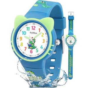 Ayybboo Orologio Bambino Didattico Bambini con Quadrante Leggibile,Imparare l'Ora Facile,Impermeabile 3ATM,Cinturino Morbido Regolabile,Educativo Regalo per Ragazzi e Ragazze 4-12 Anni (Azzurro)