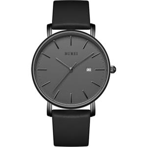 BUREI Orologio da uomo elegante, minimalista, analogico, al quarzo, resistente all'acqua