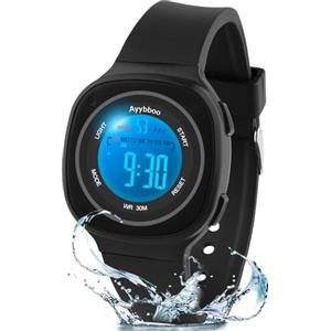 Ayybboo Orologio Digitale Bambino,7 LED Colorati,3ATM Impermeabile,Sveglia/Cronometro/Data,Orologio Sportivo da Polso per Ragazzi e Ragazze,Regalo Bambini 4-15 Anni