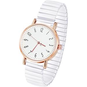AOOSU Orologio Analogico, Orologio Elastico con Cinturino in Metallo, Orologios da Polso Digitale da Donna (Bianco)