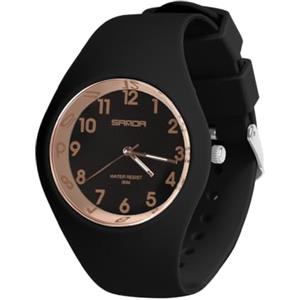 AOOSU Orologio Digitale da Donna, Orologio da Donna, Orologios sportivo da donne con Cinturino in Silicone Gelatina, Impermeabilizzazione Della Vita 30 Metri (Oro Nero)