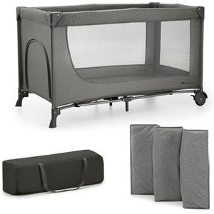 kk Kinderkraft Kinderkraft JOY 2 lettino per Bambini, lettino da Viaggio 2 in 1, letti per Bambini, Lettino, lettino da viaggio, Design Moderno, piccole Dimensioni una volta Ripiegato, Ruote, Grigio