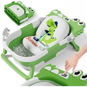 SUPERBE BEBE Vaschetta Bagnetto Neonato Pieghevole - Vaschetta Bagnetto Bambini 1-3 Anni Con Cuscino Da Bagno - Vaschetta Bagno Neonato Con Termometro - Supporto Bagnetto Neonato - Regalo Per La Nascita Bambino