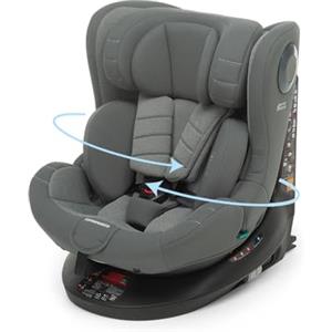Foppapedretti FP360 Quick i-Size, Seduta Girevole a 360°, per bambini da 40 a 150 cm di altezza, 0-12 anni, conforme ECE R129, Fissaggio Dualfix (Isofix e non), Safe Body Protection, Grey