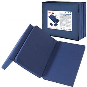 roba Materasso Imbottito per Bambini da Viaggio - 60 x 120 cm - Pieghevole in 3 Parti - in Tessuto e Sfoderabile - Multifunzionale - con Borsa da Trasporto - Blu
