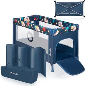 LIONELO Stefi Lettino neonato da viaggio pieghevole con materasso, Dalla nascita fino a 3 anni, Lettino da campeggio con entrata laterale, Le pareti realizzate in rete, Borsa, Route