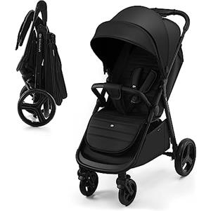 kk Kinderkraft Kinderkraft RINE Passeggino leggero fino 22 kg, Chiusura con una mano, Capotta impermeabile con filtro UPF50+, Barra di sicurezza girevole, Portabicchiere, Nero