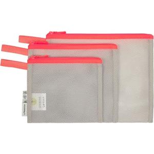 LÄSSIG Set di accessori per borse fasciatoio da 3 pezzi, borse a rete organizzative per il viaggio/Mesh Bags Set neon orange
