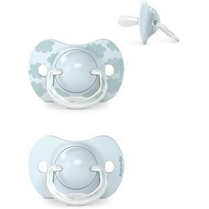 Suavinex Confezione da 2 Ciucci con Tettina Simmetrica in Silicone SX Pro, per Bambini 0-6 Mesi, Ciuccio Neonato, con Tettina Piatta e Flessibile, Dreams Azzurro