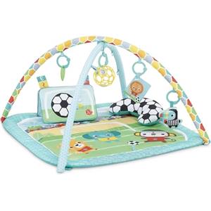 Bright Starts, Palestra Attività a Tema Calcio Oball, 4 Modalità di Gioco: Tappetino Lavabile con Cuscino per Pancia, Arco Removibile, Luci e 30+ Melodie, Unisex, 0+ Mesi