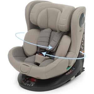Foppapedretti FP360 Quick i-Size, Seduta Girevole a 360°, per bambini da 40 a 150 cm di altezza, 0-12 anni, conforme ECE R129, Fissaggio Dualfix (Isofix e non), Safe Body Protection, Desert