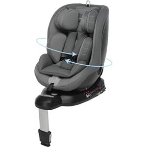 Foppapedretti Seggiolino Auto Logik I-Size, Seduta Girevole a 360°, per bambini da 40 a 105 cm di altezza, conforme ECE R129, Fissaggio Isofix, Poggiatesta a 13 altezze, Grigio