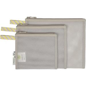 LÄSSIG Set di accessori per borse fasciatoio da 3 pezzi, borse a rete organizzative per il viaggio/Mesh Bags Set beige