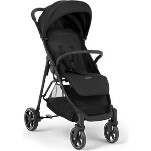 Kikka Boo KikkaBoo Passeggino Leggero Compatto Fino a 22 kg ALEXA, Pieghevole con Una Mano, Schienale Reclinabile, Poggiapiedi Regolabile, Imbracatura a 5 Punti, Nero