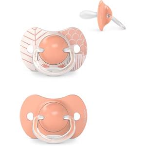 Suavinex Confezione da 2 Ciucci con Tettina Simmetrica in Silicone SX Pro, per Bambini da +18 Mesi, Tettina Piatta e Flessibile, Dreams Rosa
