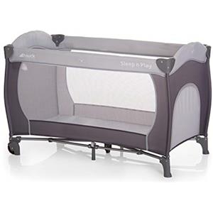 hauck Lettino Da Viaggio Sleep N Play Go Plus - Culla Neonato fino a 15kg - Letto Pieghevole 60x120cm - Box Bambini con Ruote, Apertura Laterale e Borsa - Grigio