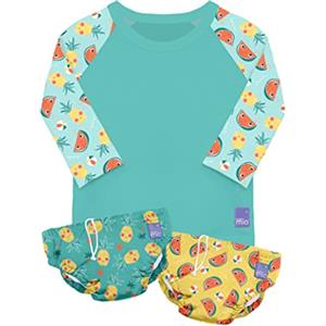 Bambino Mio, Set Nuoto, Combo Top Nuoto e Costumino Contenitivo, Tropicale, Medio (6-12 Mesi)