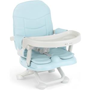 Kikka Boo KikkaBoo Sollevatore per sedia PAPPO, Booster fino a 36 mesi, sedile sollevatore pieghevole, vassoio rimovibile, seggiolone da viaggio, portatile, regolabile, compatto, blu