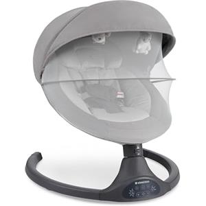Kikka Boo Sdraietta Neonati Elettrica CODIE, Dondolo Elettrico per Neonati con Bluetooth, 5 Velocità, Schienale Regolabile, 10 Melodie, Fino a 9 kg, Grigio chiaro