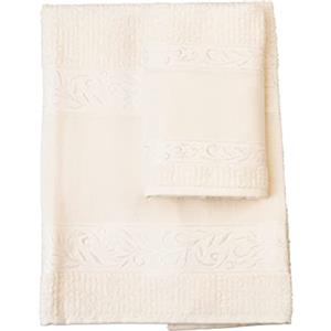 Filet - Set 2 Asciugamani da bagno in spugna con inserto in tela aida da ricamare | 60x105cm e 40x55cm | Viso e Ospite | Spugna di alta qualità | Made in Italy |Avorio