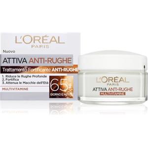L'Oreal Paris L'Oréal Paris Crema Viso Giorno e Notte Attiva Anti-Rughe, Trattamento Fortificante 65+ con Multivitamine, Adatto a Pelli Mature, 50 ml