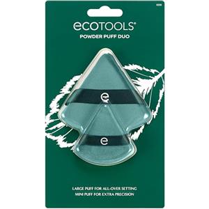 EcoTools Powder Puff Duo - Piumini grandi e piccoli per fissare, stendere e opacizzare, con fascia per dita per applicazione precisa, strumenti trucco vegani, cruelty-free, sostenibili, 2 pezzi