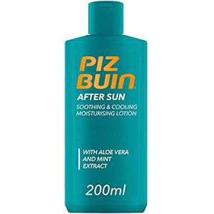 PIZ BUIN Latte Doposole Idratante, Lenitivo e Rinfrescante, Doposole corpo per un'idratazione intensa, Dopo sole con Vitamina E, Aloe Vera lenitiva ed Estratto di Menta rinfrescante, 200 ml