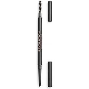 Revolution Beauty London Makeup Revolution, Precise Brow Pencil, matita per sopracciglia a doppia estremità e pennello a rocchetto, punta fine, marrone scuro, 9g