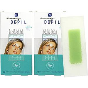 HP HEALTH PRODUCTS EASY DEPIL Easy Depil KIT 40 STRISCE DEPILATORIE VISO (Baffetti, Guance, Mento, Sopracciglia). Rapide, efficaci, facili da usare. Azione Profonda. Pelle liscia a lungo, con proteine vegetali addolcenti.