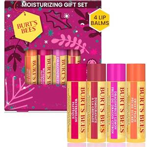 Burt's Bees Burt's Bees Set Regalo Balsamo Labbra, Confezione Regalo Burrocacao, Aroma Pesca, Anguria, Melograno, Dragonfruit Lemon, 4 x 4.25 g