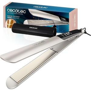 Cecotec Piastra per Capelli Stretta con Cavo Lisse Keratin Essence Champagne. Funzione HeatMax, 130-230ºC, Rivestimento Ceramico con Cheratina e Olio di Argan, Spegnimento Automatico, Borsa Viaggio