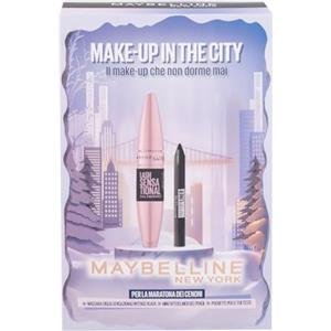 Maybelline New York Confezione Regalo Con Pochette, Con Mascara e Mini Matita Occhi, Collezione di Natale Make Up in the City 2025, Mascara Ciglia Sensazionali Black, Matita Occhi Tattoo Liner Black