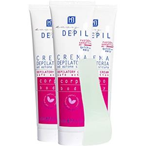 HP HEALTH PRODUCTS EASY DEPIL Easy Depil KIT 3 PEZZI CREMA DEPILATORIA CORPO GAMBE BRACCIA da 150 ml. Rapida, semplice da usare, efficace e sicura. Con Proteine Vegetali Addolcenti. Pelle liscia, Profumazione gradevole, Unisex