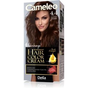 Delia Cosmetics Cameleo - Omega Plus - Tinta per Capelli - Marrone Rame - Colore Profondo, Duraturo - Colorazione Permanente - Protezione per i Capelli - Kit Completo per la Colorazione - 50ml