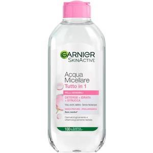 Garnier SkinActive Acqua Micellare Tutto in 1, Per Pelli Sensibili, 100% del Trucco Rimosso, Pelle Detersa e Idratata per 12H, Senza Residui e Senza Risciacquo, Con Micelle e Glicerina, 400 ml
