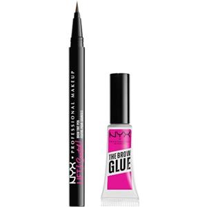 NYX Professional Makeup Kit Sopracciglia con Gel The Brow Glue e Penna Lift & Snatch, Effetto Laminazione, Sopracciglia Piene e Definite, Tenuta Estrema Fino a 16H