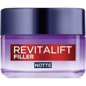 L'Oreal Paris L'Oréal Paris Crema Viso Notte Revitalift Filler, Per Tutti i Tipi di Pelle, Azione Anti-Rughe, Pelle Rimpolpata a Lungo, con Acido Ialuronico Concentrato, 50 ml