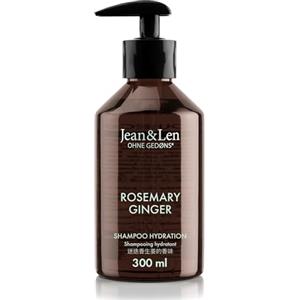 Jean & Len Rosemary & Ginger Shampoo, per capelli secchi e fragili, con complesso idratante, profumo fresco e speziato di rosmarino e zenzero, senza parabeni e siliconi, 300 ml