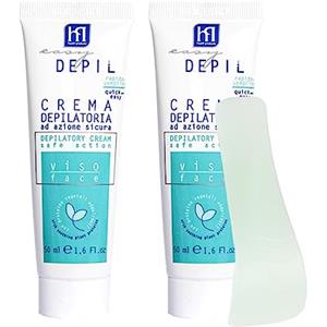 HP HEALTH PRODUCTS EASY DEPIL Easy Depil KIT 2 PEZZI CREMA DEPILATORIA VISO (Baffetti, Peli Guance, Mento, Sopracciglia) da 50 ml. Rapida e facile da usare, efficace, sicura. Con Proteine Vegetali Addolcenti. Profumo gradevole.