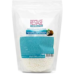 RESTASE | Cera Depilatoria in Perle Cocco 500 gr, Senza Strisce, con Resina Idrocarbonica, Adatta a Tutti i Tipi di Pelle per una Depilazione Morbida e Efficace
